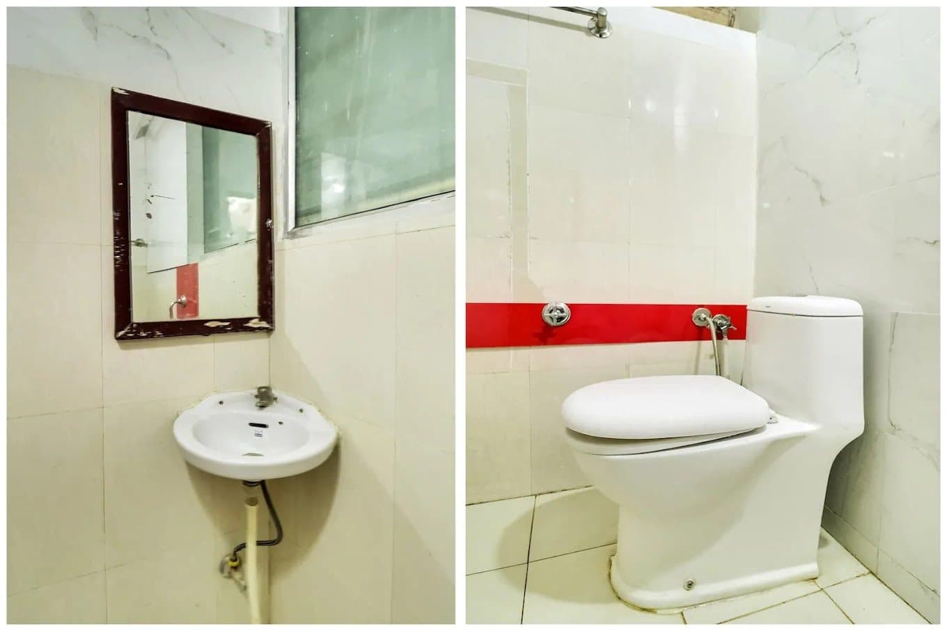 Attached bathroom with wall mirror, washbasin and WC
