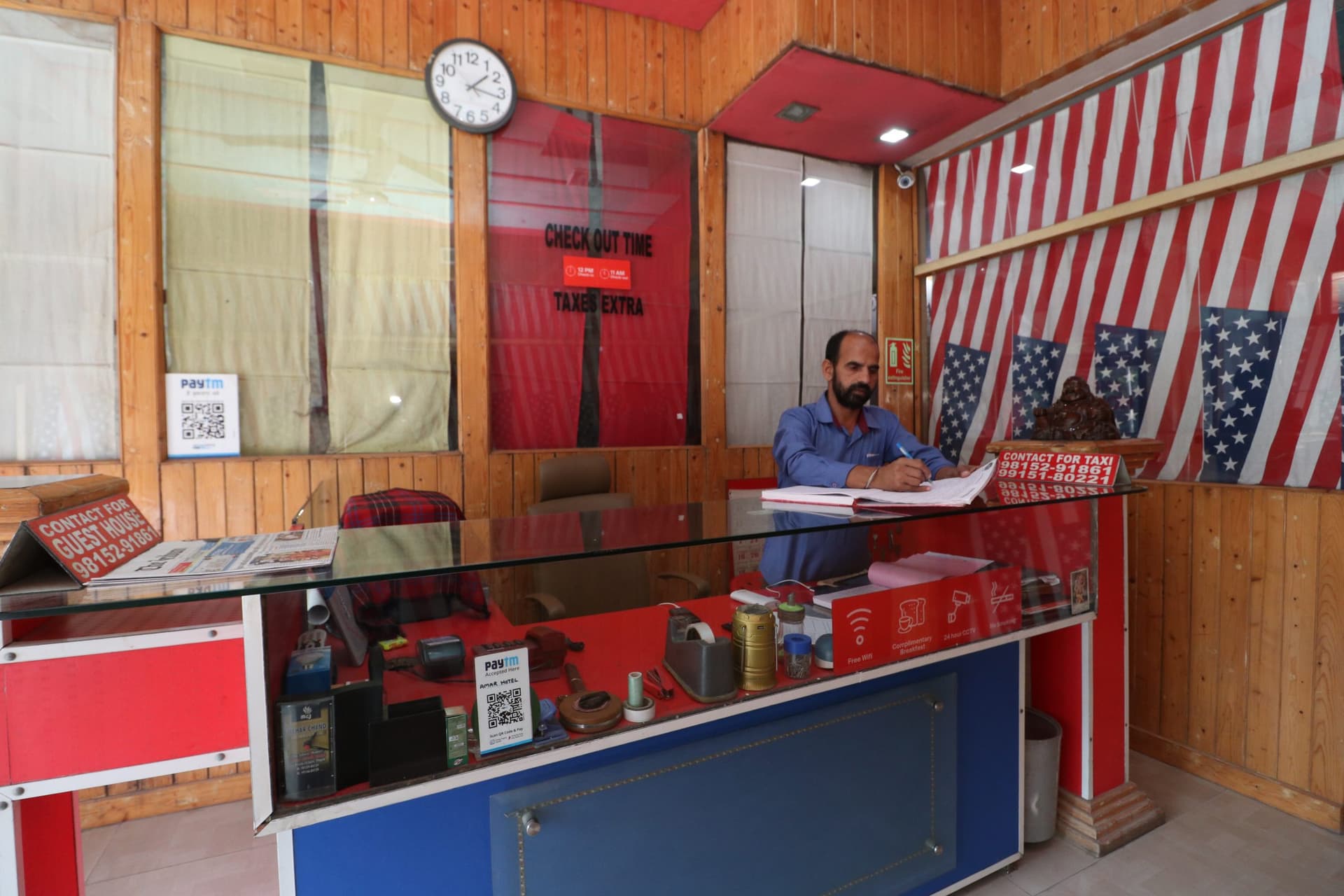 Reception desk at Hotel Amar & Restaurant, Mall Road, Patiala